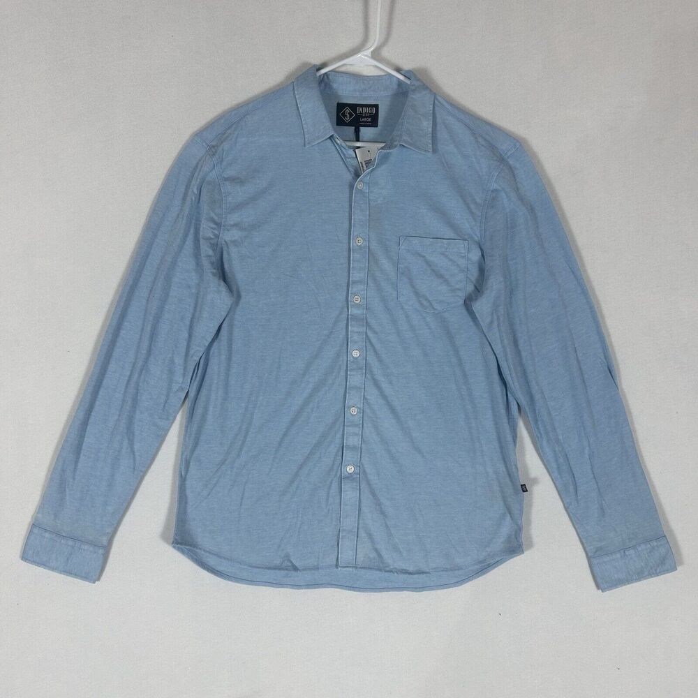 Indigo Star NEW American Vintage Men's Large Knit L/S Burnout Button Downs Shirt